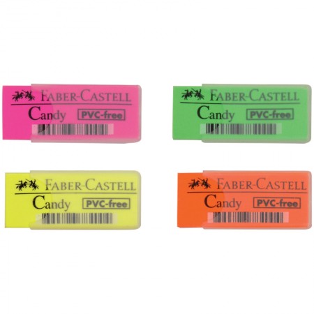 Ластик Faber-Castell "Candy", прямоугольный, натуральный каучук, пластиковый футляр, 50*20*10мм